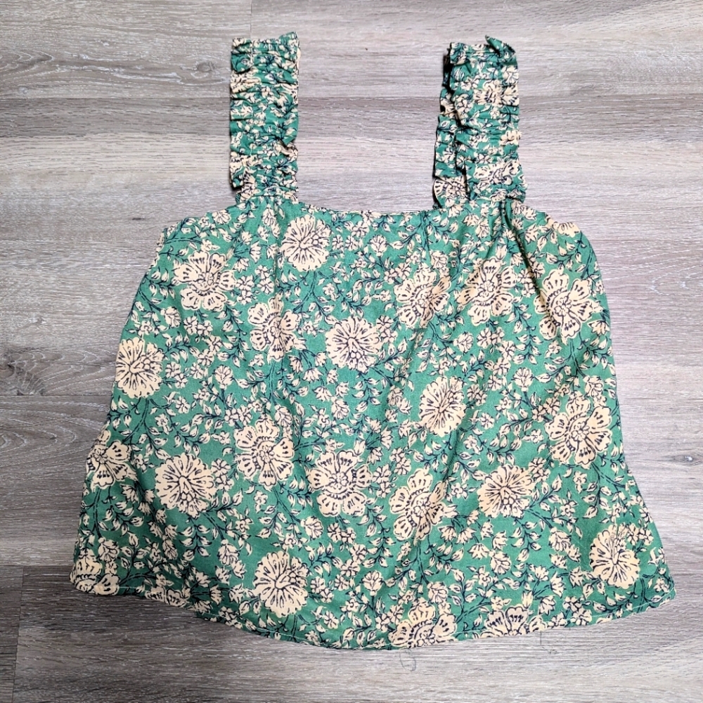 Evereve Green and Cream Floral Tank Top